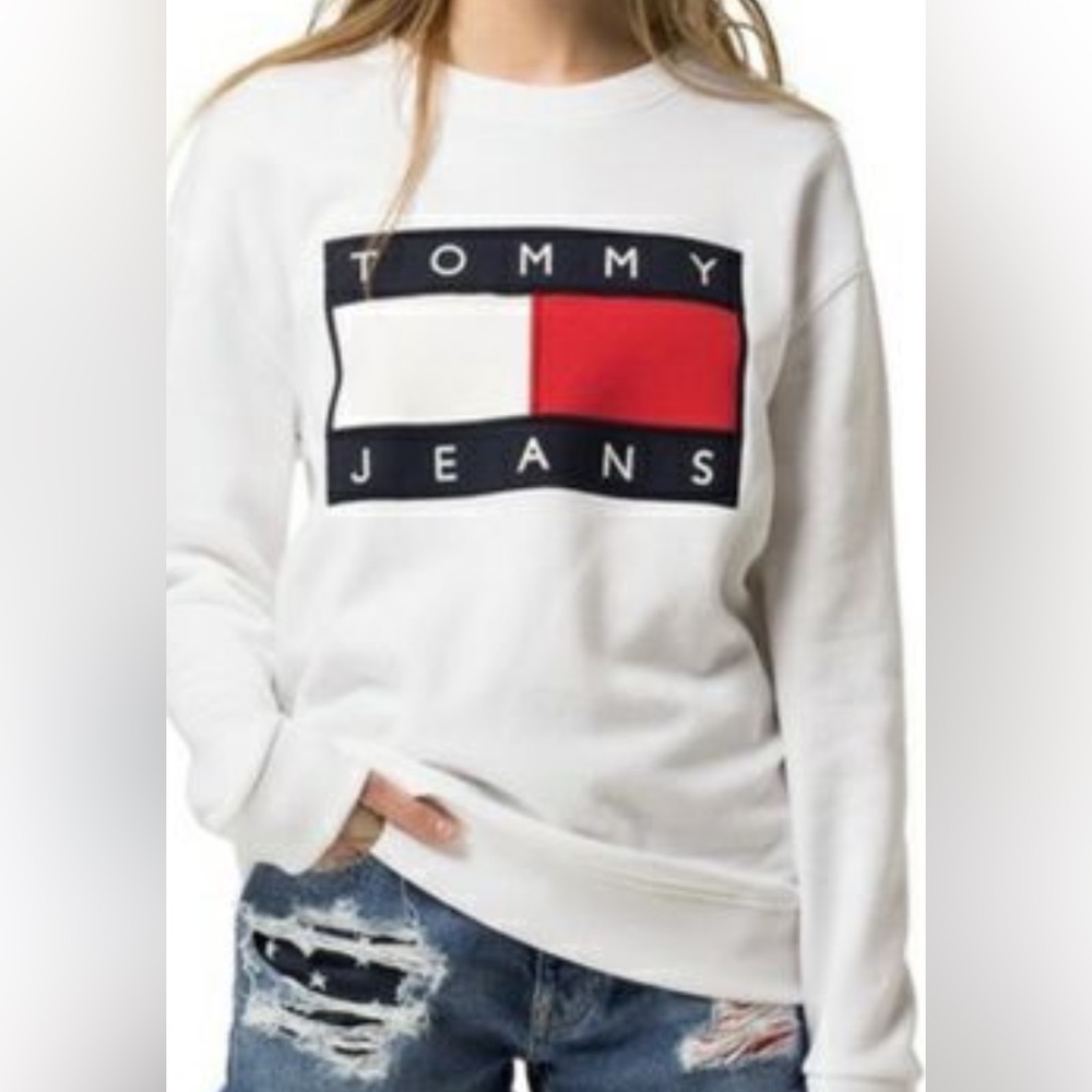 Womens TOMMY HILFIGER Flag Logo Sweatshirt size Medium